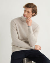 Load image into Gallery viewer, N.Peal Men&#39;s Brompton Roll Neck Cashmere Jumper Pebble Grey
