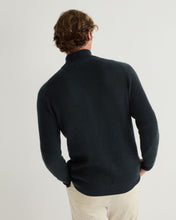 Load image into Gallery viewer, N.Peal Men&#39;s Lambeth Two Tone Rib Full Zip Cashmere Cardigan Navy Blue
