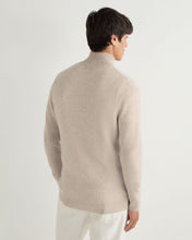 Load image into Gallery viewer, N.Peal Men&#39;s Lambeth Two Tone Rib Full Zip Cashmere Cardigan Toasted Sesame Brown
