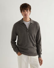 Load image into Gallery viewer, N.Peal Men&#39;s Greenwich Cashmere Polo Shirt Wood Smoke Brown
