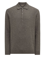 Load image into Gallery viewer, N.Peal Men&#39;s Greenwich Cashmere Polo Shirt Wood Smoke Brown
