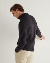 Load image into Gallery viewer, N.Peal Men&#39;s Colorado Cable Fur Trim Cashmere Jacket Granite Blue
