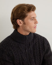 Load image into Gallery viewer, N.Peal Men&#39;s Colorado Cable Fur Trim Cashmere Jacket Granite Blue
