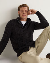 Load image into Gallery viewer, N.Peal Men&#39;s Colorado Cable Fur Trim Cashmere Jacket Granite Blue
