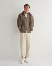 Load image into Gallery viewer, N.Peal Men&#39;s Colorado Cable Fur Trim Cashmere Jacket Heather Hazel Brown
