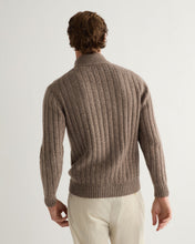 Load image into Gallery viewer, N.Peal Men&#39;s Colorado Cable Fur Trim Cashmere Jacket Heather Hazel Brown

