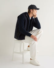 Load image into Gallery viewer, N.Peal Men&#39;s Balham Rib Hooded Cashmere Jumper Navy Blue Melange
