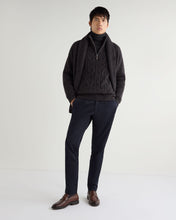 Load image into Gallery viewer, N.Peal Men&#39;s Textured Cable Half Zip Cashmere Jumper Granite Blue
