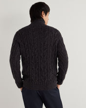 Load image into Gallery viewer, N.Peal Men&#39;s Textured Cable Half Zip Cashmere Jumper Granite Blue
