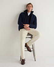 Load image into Gallery viewer, N.Peal Men&#39;s Fur Trim Half Zip Cashmere Jumper Navy Blue Melange
