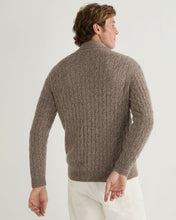 Load image into Gallery viewer, N.Peal Men&#39;s Garrick Shawl Cable Cashmere Cardigan Heather Hazel Brown
