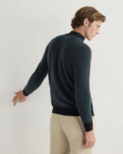 Load image into Gallery viewer, N.Peal Men&#39;s Temple Jacquard Half Zip Cashmere Jumper Navy Blue
