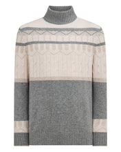 Load image into Gallery viewer, N.Peal Men&#39;s Jacquard Roll Neck Cashmere Jumper Frost White
