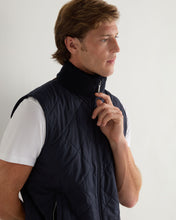 Load image into Gallery viewer, N.Peal Men&#39;s Diamond Fur Trim Cashmere Gilet Navy Blue
