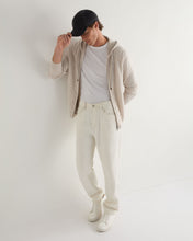 Load image into Gallery viewer, N.Peal Men&#39;s Fulham Cable Zip Cashmere Hoodie Frost White

