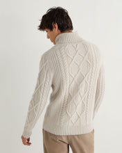 Load image into Gallery viewer, N.Peal Men&#39;s Portobello Cable Roll Neck Cashmere Jumper Pebble Grey
