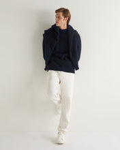 Load image into Gallery viewer, N.Peal Men&#39;s Spitalfields Rib Funnel Neck Cashmere Jumper Navy Blue Melange
