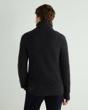 Load image into Gallery viewer, N.Peal Men&#39;s Chunky Moss Stitch Roll Neck Cashmere Jumper Granite Blue
