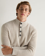 Load image into Gallery viewer, N.Peal Men&#39;s Beauchamp Half Button Cashmere Jumper Pebble Grey
