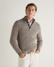 Load image into Gallery viewer, N.Peal Men&#39;s Beauchamp Marl Half Button Cashmere Jumper Ecru White

