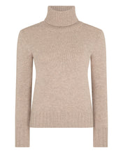 Load image into Gallery viewer, N.Peal Women&#39;s Hazel Chunky Roll Neck Cashmere Jumper Oatmeal Brown
