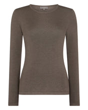 Load image into Gallery viewer, N.Peal Women&#39;s Eden Superfine Cashmere Round Neck Top Mink Brown
