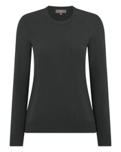 Load image into Gallery viewer, N.Peal Women&#39;s Evie Classic Round Neck Cashmere Jumper Anthracite Grey
