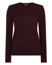 Load image into Gallery viewer, N.Peal Women&#39;s Evie Classic Round Neck Cashmere Jumper Claret Red

