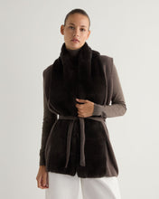 Load image into Gallery viewer, N.Peal Women&#39;s Lola Fur Placket Cashmere Gilet Biscotti Brown
