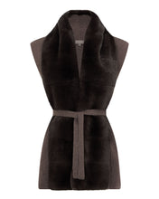 Load image into Gallery viewer, N.Peal Women&#39;s Lola Fur Placket Cashmere Gilet Biscotti Brown
