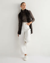 Load image into Gallery viewer, N.Peal Women&#39;s Lola Fur Placket Cashmere Gilet Biscotti Brown
