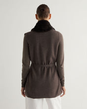 Load image into Gallery viewer, N.Peal Women&#39;s Lola Fur Placket Cashmere Gilet Biscotti Brown
