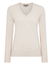 Load image into Gallery viewer, N.Peal Women&#39;s Phoebe V Neck Cashmere Jumper Frost White
