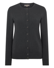 Load image into Gallery viewer, N.Peal Women&#39;s Olivia Round Neck Cashmere Cardigan Anthracite Grey
