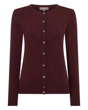 Load image into Gallery viewer, N.Peal Women&#39;s Olivia Round Neck Cashmere Cardigan Claret Red
