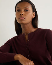 Load image into Gallery viewer, N.Peal Women&#39;s Olivia Round Neck Cashmere Cardigan Claret Red
