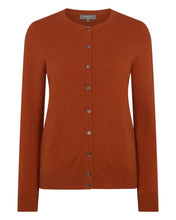 Load image into Gallery viewer, N.Peal Women&#39;s Olivia Round Neck Cashmere Cardigan Rust Orange
