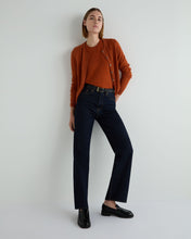Load image into Gallery viewer, N.Peal Women&#39;s Olivia Round Neck Cashmere Cardigan Rust Orange
