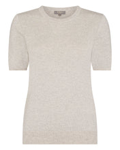 Load image into Gallery viewer, N.Peal Women&#39;s Milly Classic Cashmere T-Shirt With Lurex Sand Brown Sparkle
