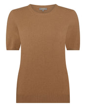 Load image into Gallery viewer, N.Peal Women&#39;s Milly Classic Cashmere T-Shirt Dark Camel Brown
