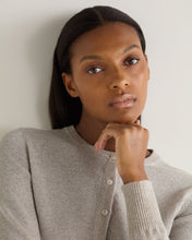 Load image into Gallery viewer, N.Peal Women&#39;s Ivy Cropped Cashmere Cardigan With Lurex Sand Brown Sparkle
