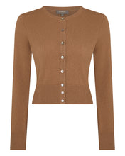 Load image into Gallery viewer, N.Peal Women&#39;s Ivy Cropped Cashmere Cardigan Dark Camel Brown
