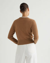 Load image into Gallery viewer, N.Peal Women&#39;s Ivy Cropped Cashmere Cardigan Dark Camel Brown
