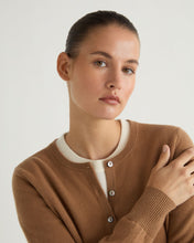 Load image into Gallery viewer, N.Peal Women&#39;s Ivy Cropped Cashmere Cardigan Dark Camel Brown

