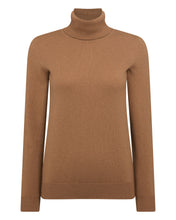 Load image into Gallery viewer, N.Peal Women&#39;s Luna Roll Neck Cashmere Jumper Dark Camel Brown
