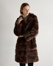 Load image into Gallery viewer, N.Peal Women&#39;s Long Rex Rabbit Coat Chocolate Brown
