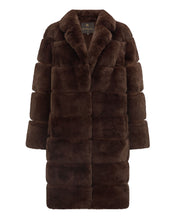 Load image into Gallery viewer, N.Peal Women&#39;s Long Rex Rabbit Coat Chocolate Brown
