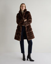 Load image into Gallery viewer, N.Peal Women&#39;s Long Rex Rabbit Coat Chocolate Brown
