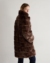 Load image into Gallery viewer, N.Peal Women&#39;s Long Rex Rabbit Coat Chocolate Brown
