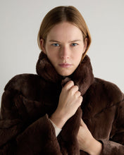 Load image into Gallery viewer, N.Peal Women&#39;s Long Rex Rabbit Coat Chocolate Brown
